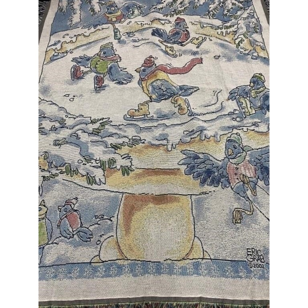 Eric grab 2002 Tapestry Throw Blanket Ice Skating Birds